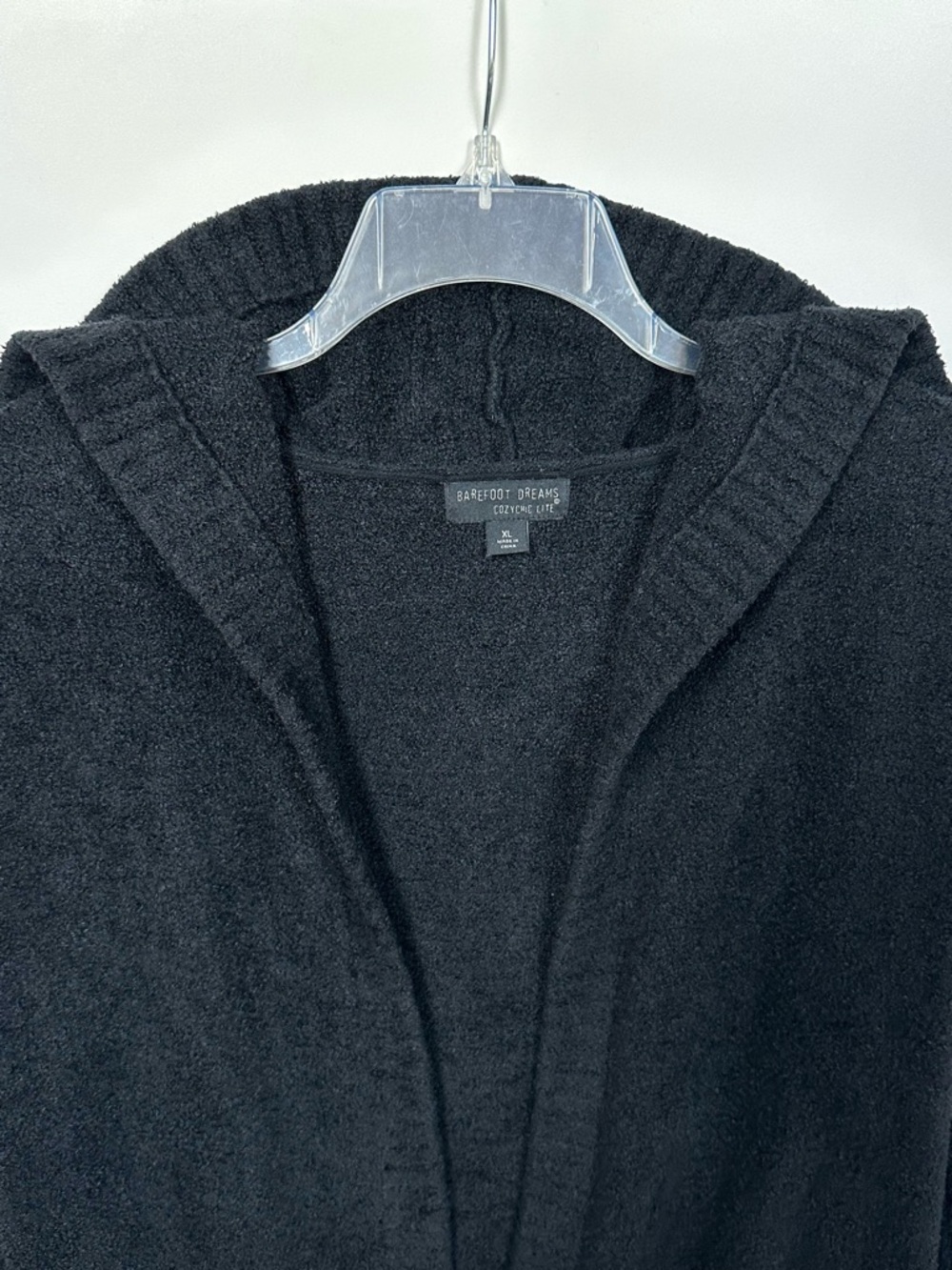 Barefoot Dreams CozyChic Lite Hooded Open Front Cardigan • Black • Sz XL • EUC - Picture 8 of 15
